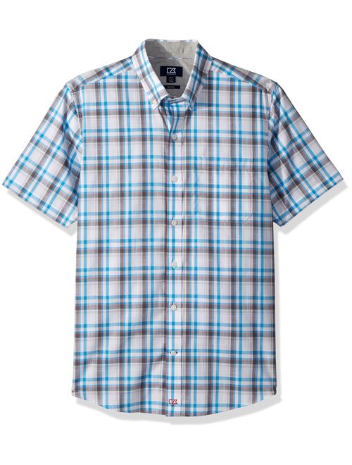 Cutter & Buck Men's Large Plaid Easy Care Button Down Short Sleeve Shirts