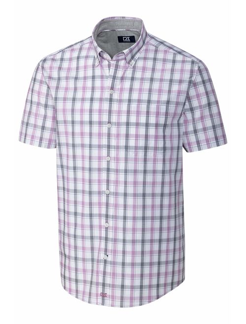 Cutter & Buck Men's Large Plaid Easy Care Button Down Short Sleeve Shirts