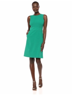 Women's Sleeveless Dress with Seamed Waistline and Front Pockets