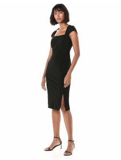 Women's Square Neck Sheath with Cap Sleeve Dress