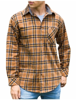 Janmid Men's Button Down Regular Fit Long Sleeve Plaid Flannel Casual Shirts