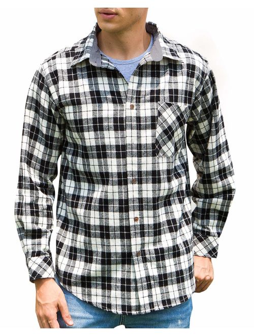 Janmid Men's Button Down Regular Fit Long Sleeve Plaid Flannel Casual Shirts