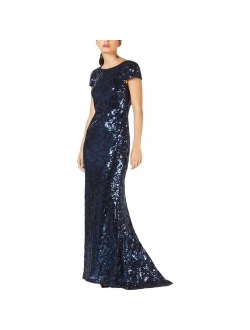 Women's Cap-Sleeve Sequin Gown