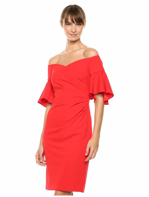 Calvin Klein Women's Off The Shoulder Neckline with Side Ruch Dress