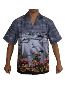 Made in Hawaii! Men's Pacific Whales Hawaiian Aloha Shirt