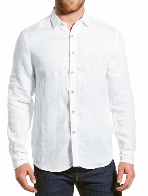 Mens Long Sleeve Shirts Casual Button Down Cotton Spread Collar Loose Fit Summer Beach Lightweight Plain Tops