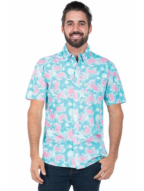 Tipsy Elves Men's Bright Hawaiian Shirt for Summer Aloha Shirt for Guys