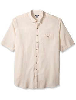 Men's Big and Tall Short Sleeve Cove Stripe Shirt, Khaki, 1X/Big