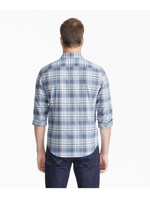 UNTUCKit Rombauer Untucked Shirt for Men - Long Sleeve - Green & Blue Plaid Oxford