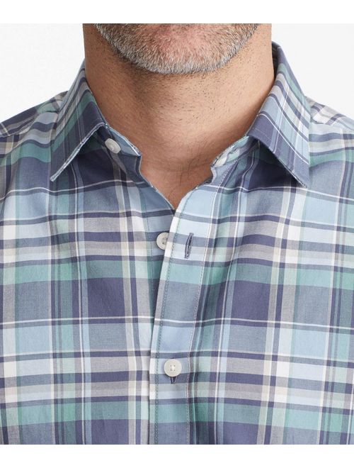 UNTUCKit Rombauer Untucked Shirt for Men - Long Sleeve - Green & Blue Plaid Oxford