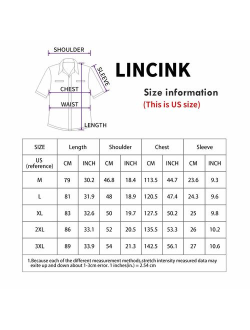 LINCINK Men's Floral Dress Shirt Slim Fit Casual Fashion Luxury Printed Shirt Short Sleeve Button Down Shirts