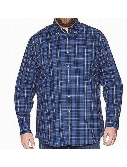 Men's Big and Tall Classic Fit Long Sleeve Plaid Button Down Shirt