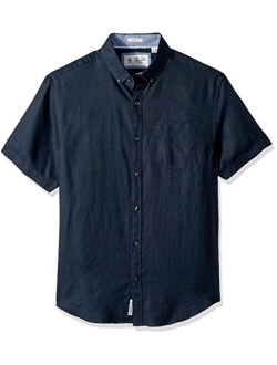 Original Penguin Men's Short Sleeve Washed Linen Shirt