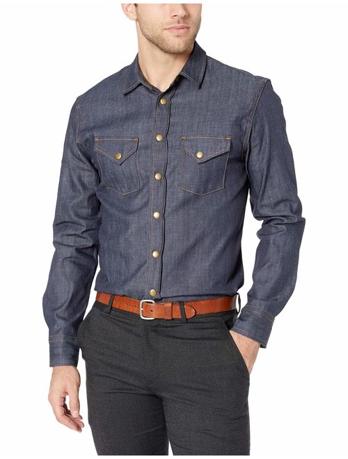 Billy Reid Men's Denim Brass Snap Work Shirt