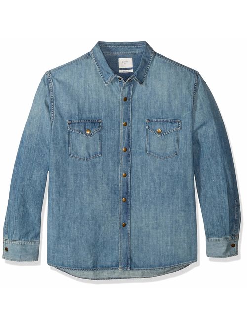 Billy Reid Men's Denim Brass Snap Work Shirt