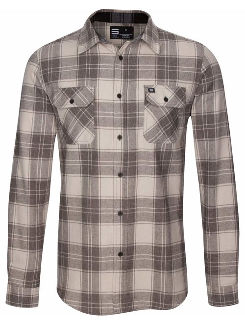 Three Sixty Six Flannel Shirt for Men - Dry Fit Long Sleeve Button Down - Moisture Wicking and Stretch Fabric Plaid Shirts