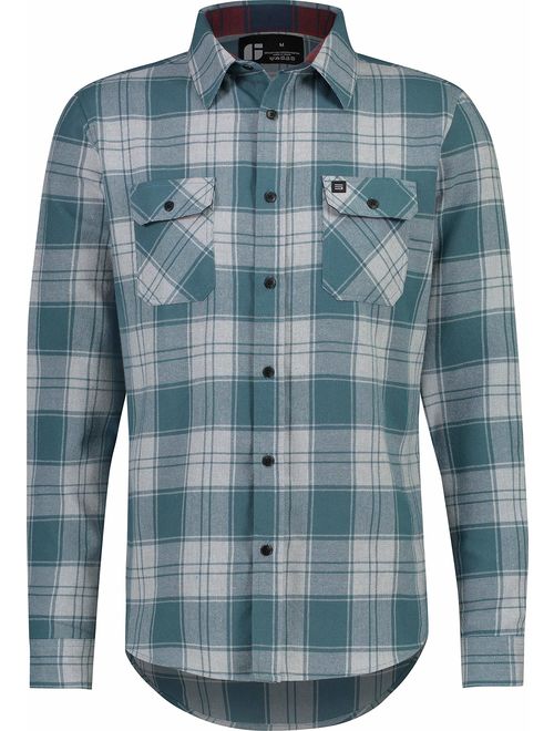 Three Sixty Six Flannel Shirt for Men - Dry Fit Long Sleeve Button Down - Moisture Wicking and Stretch Fabric Plaid Shirts