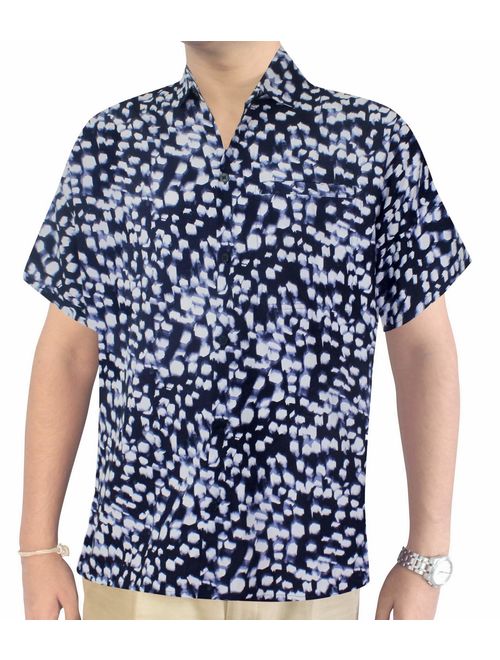 LA LEELA Men's Hippie Hawaiian Shirt Button Down Beach Shirt Office Work Shirt