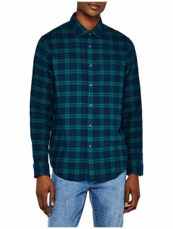 Amazon Brand - Meraki Men's Regular-Fit Long Sleeve Plaid Flannel Shirt