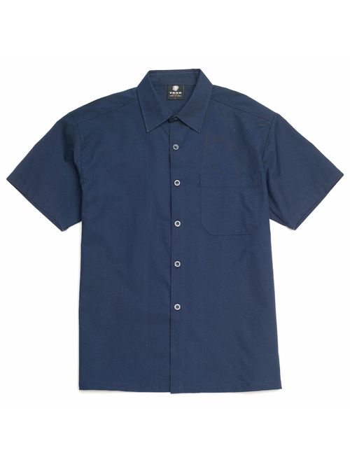 YAGO Men's Button Up Cotton Relaxed Fit Short Sleeve Shirts