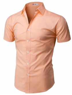 H2H Mens Casual Slim Fit Shirts Short Sleeve Business & Daily Shirts Basic Designed of Various Styles