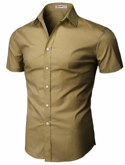 H2H Mens Casual Slim Fit Shirts Short Sleeve Business & Daily Shirts Basic Designed of Various Styles