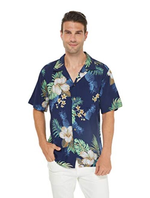 Hawaii Hangover Men's Hawaiian Shirt Aloha Shirt Simply Blue Leaves