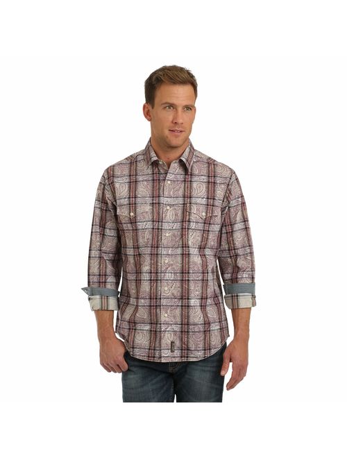 Wrangler Men's Big and Tall Retro Two Pocket Long Sleeve Snap Shirt