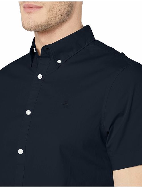 Original Penguin Men's Short Sleeve Core Poplin Button Down Shirt with Stretch