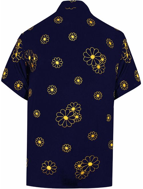 LA LEELA Shirt Casual Button Down Short Sleeve Beach Shirt Men Embroidered 13