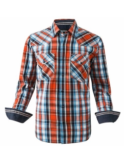 Men's Western Casual Shirt Two Pocket Long Sleeve Snap Shirt