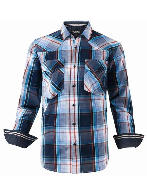 Men's Western Casual Shirt Two Pocket Long Sleeve Snap Shirt