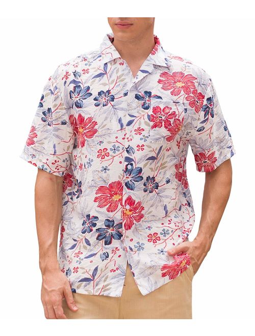 Janmid Men's Tropical Hawaiian Shirt Casual Button Down Short Sleeve Shirt