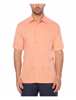 Men's Short Sleeve Polyester L-Shape Embroidered Button-Down Shirt