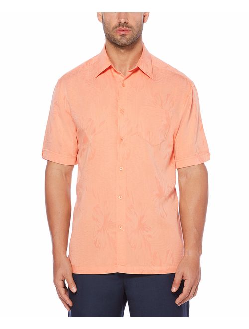 Cubavera Men's Short Sleeve Polyester L-Shape Embroidered Button-Down Shirt