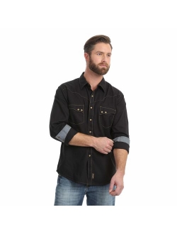 Men's Retro Two Pocket Long Sleeve Snap Shirt