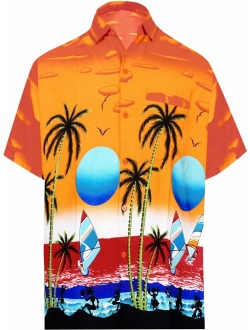 LA LEELA Men's Hawaii Aloha Dress Shirt for Casual Wear Beach Luau Shirt Printed