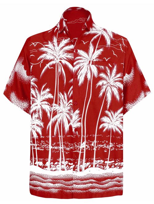 LA LEELA Men's Hawaii Aloha Dress Shirt for Casual Wear Beach Luau Shirt Printed