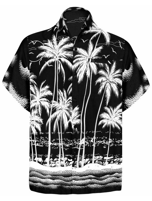 LA LEELA Men's Hawaii Aloha Dress Shirt for Casual Wear Beach Luau Shirt Printed