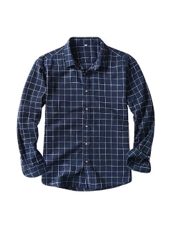 Beninos Men's Slim Fit Plaid Button Down Dress Shirts