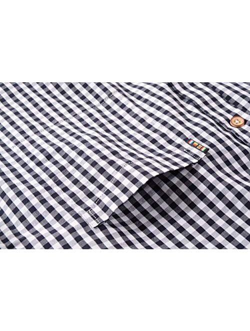 Beninos Men's Slim Fit Plaid Button Down Dress Shirts