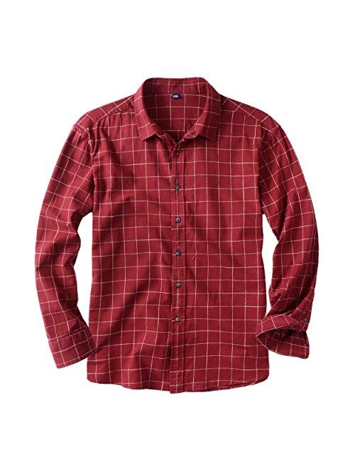 Beninos Men's Slim Fit Plaid Button Down Dress Shirts