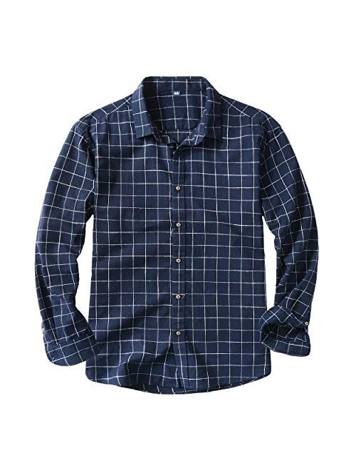 Beninos Men's Slim Fit Plaid Button Down Dress Shirts