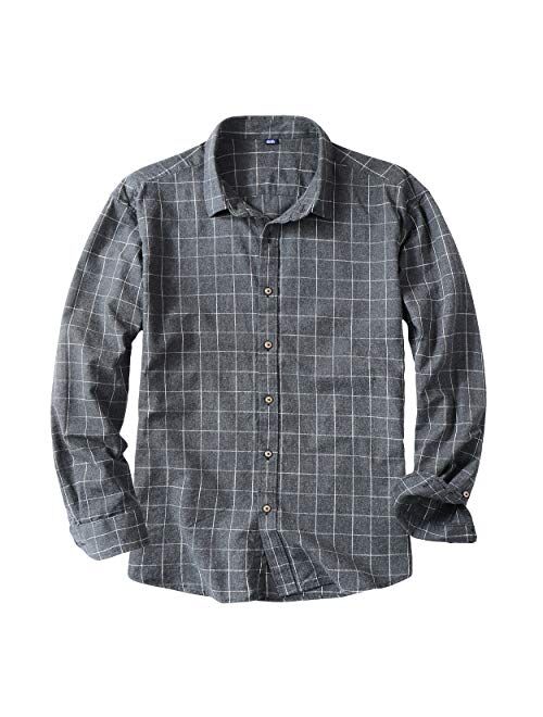 Beninos Men's Slim Fit Plaid Button Down Dress Shirts