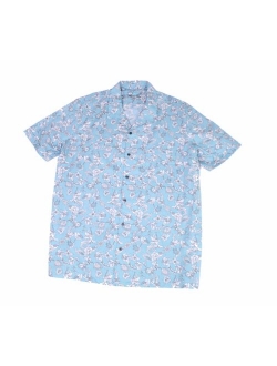 Mens Floral Print Cotton Button-Down Shirt