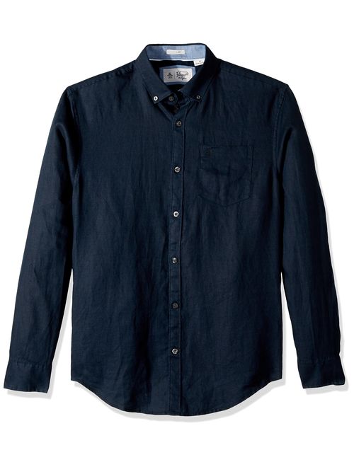 Original Penguin Men's Long Sleeve Linen Shirt