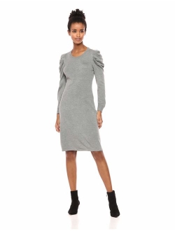 Women's Long Sweater Dress with Puff Sleeve