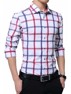 FRTCV Men's Slim Fit Cotton Business Casual Shirt Button Down Dress Shirts