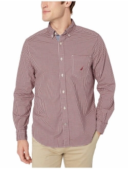 Men's Long Sleeve Gingham Stretch Cotton Button Down Shirt