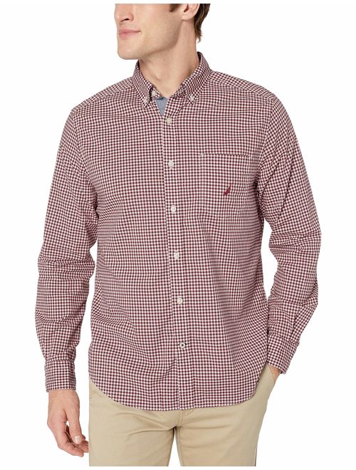 Nautica Men's Long Sleeve Gingham Stretch Cotton Button Down Shirt